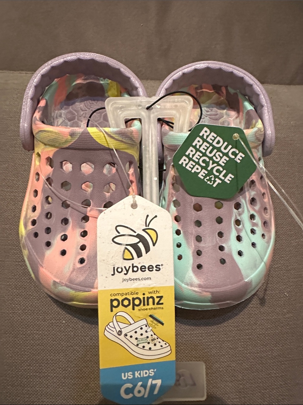 Joybees Kids' Pastel Tie-Dye Clogs Sandals - Lilac/Mint/Pink